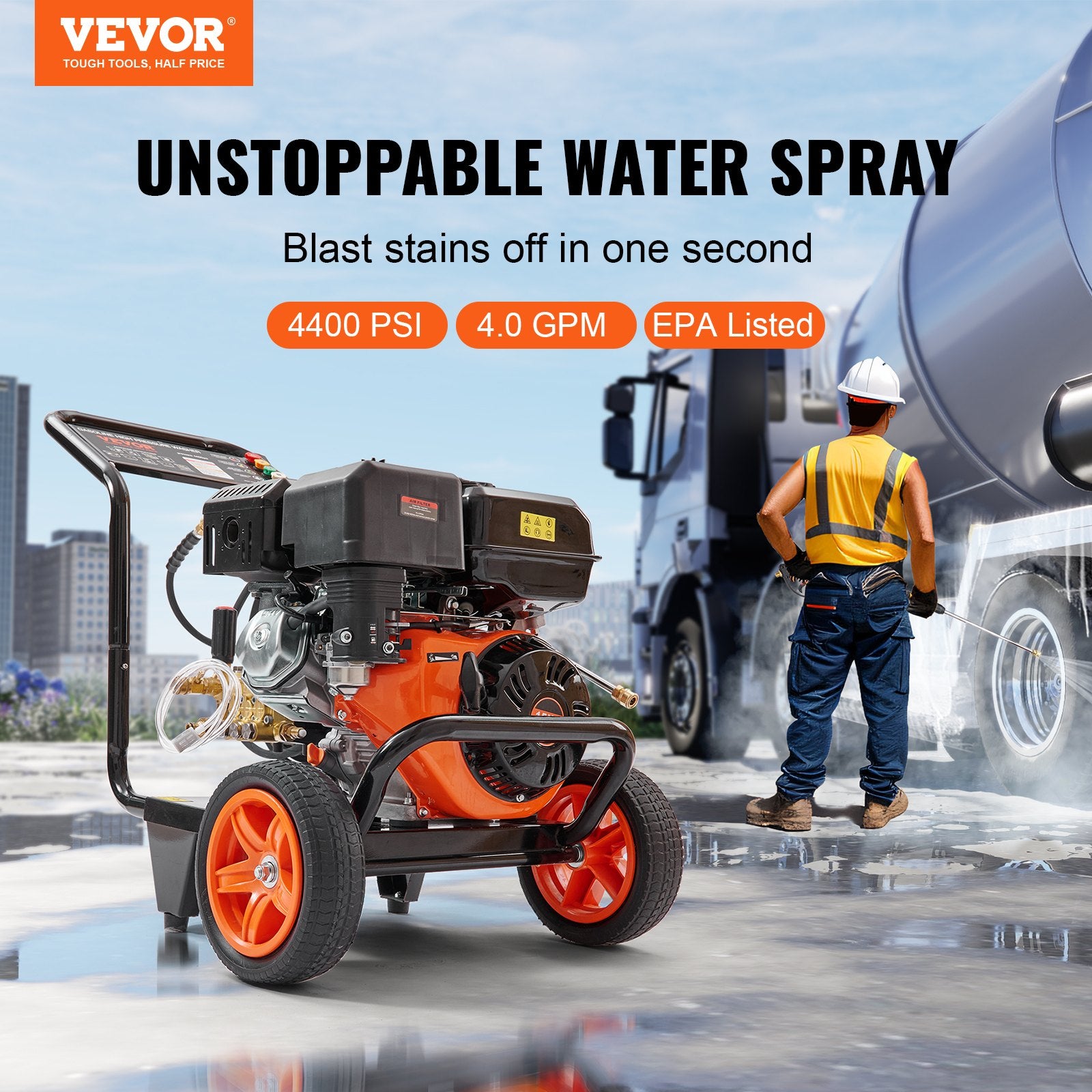 Benzininis aukšto slėgio plovimo įrenginys VEVOR BSG250A, 4400 PSI