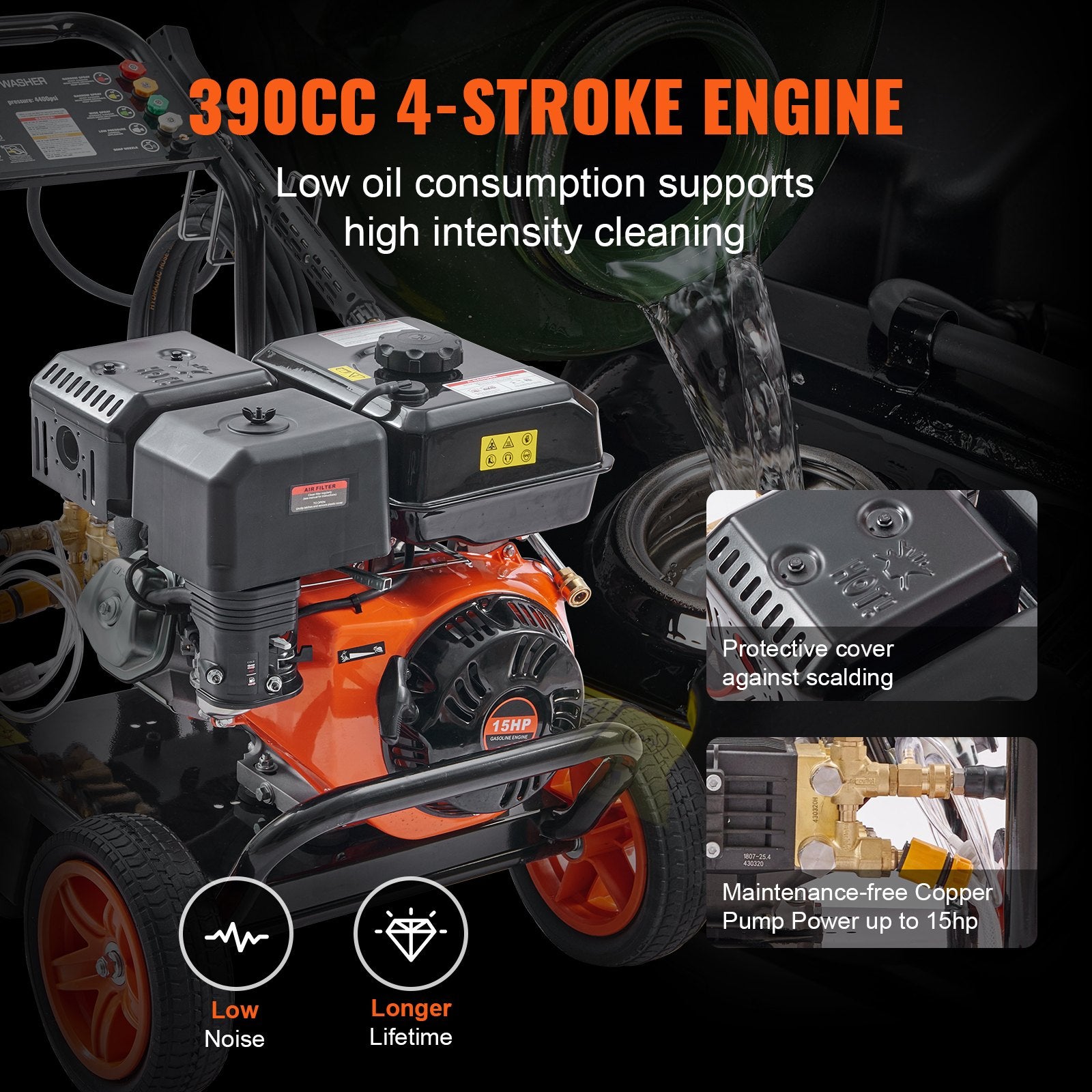 Benzininis aukšto slėgio plovimo įrenginys VEVOR BSG250A, 4400 PSI
