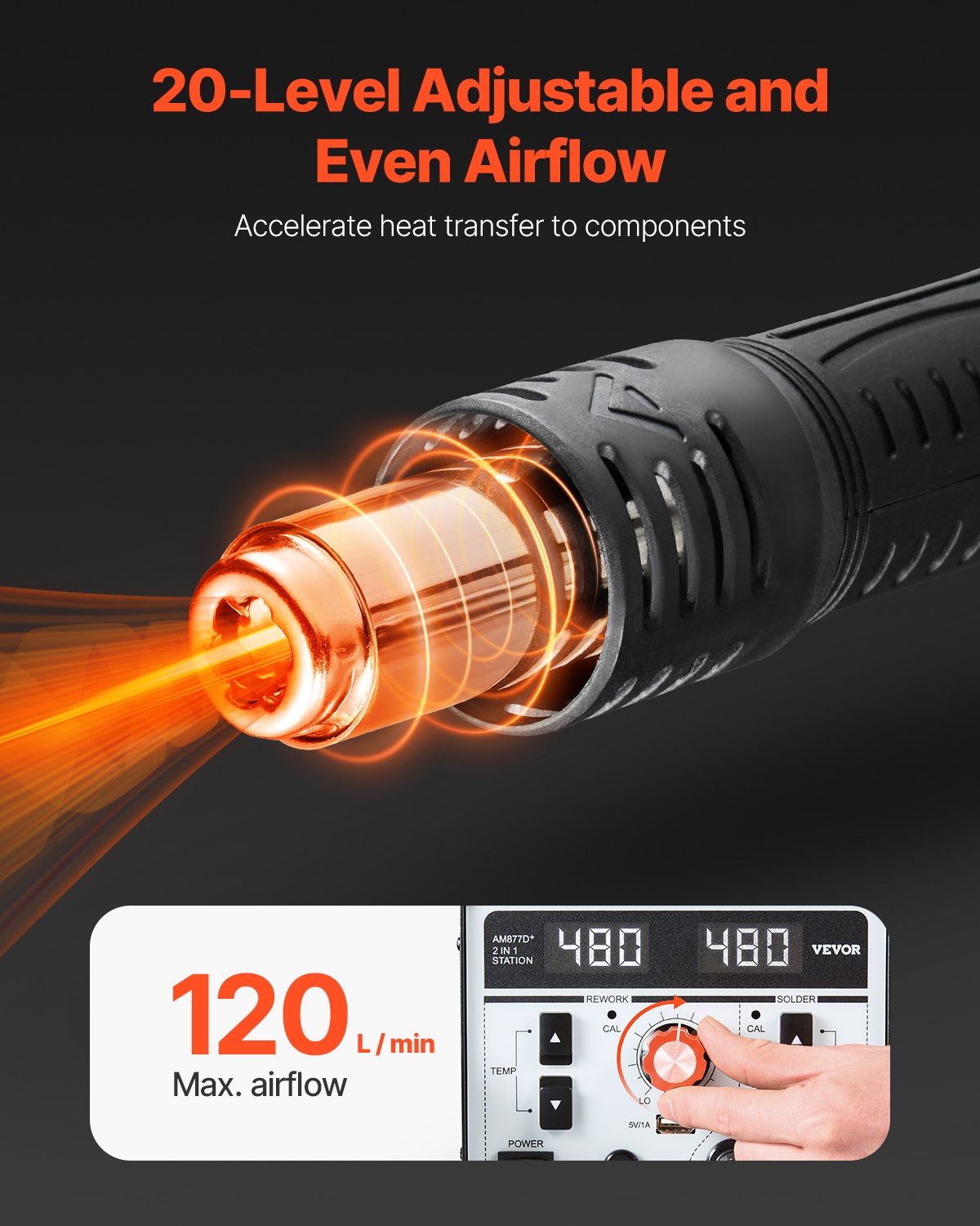 Litavimo stotelė VEVOR AM877D+, 820 W