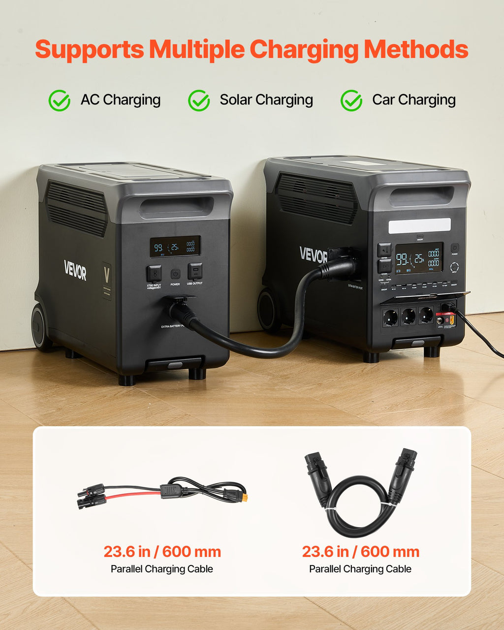 Papildomas akumuliatorius nešiojamai įkrovimo stotelei VEVOR QX3600, 3840Wh