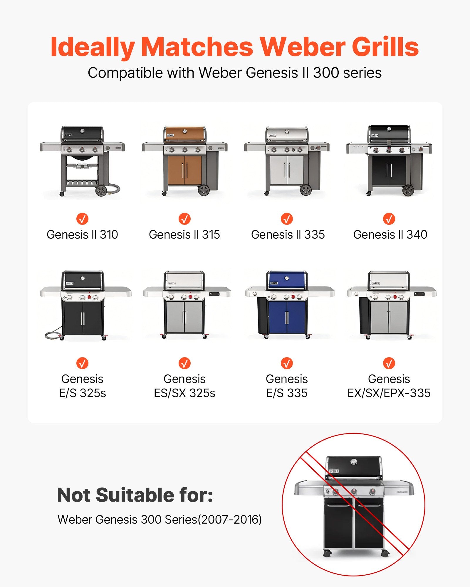 Grilio aromatizavimo plokštės ir šilumos deflektoriai VEVOR Weber Genesis II 300 serijai, 8 vnt. rinkinys