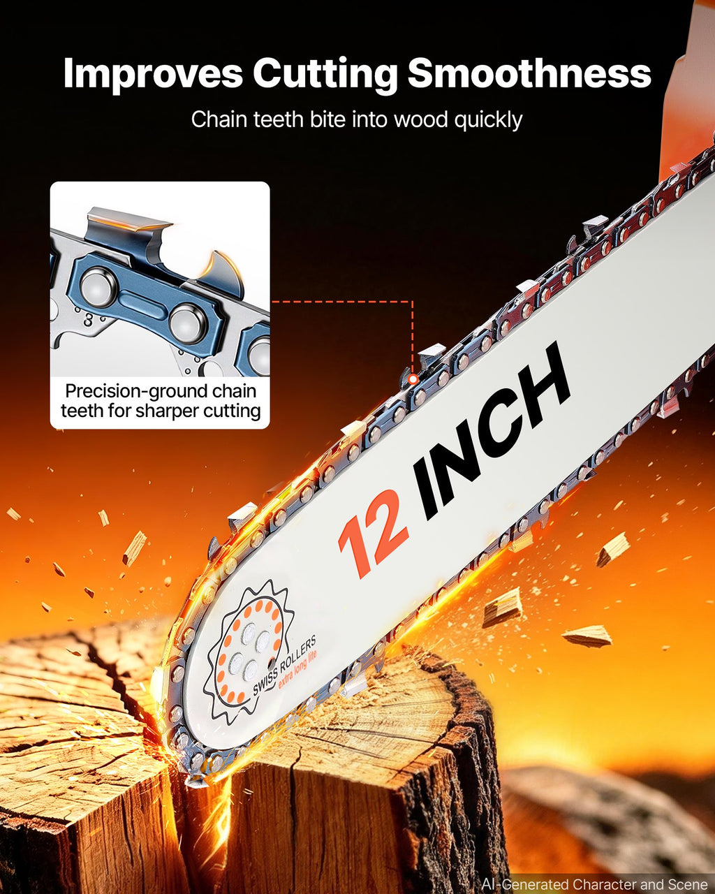 Benzininis grandininis pjūklas VEVOR OO-2500A, 25,4 cm³