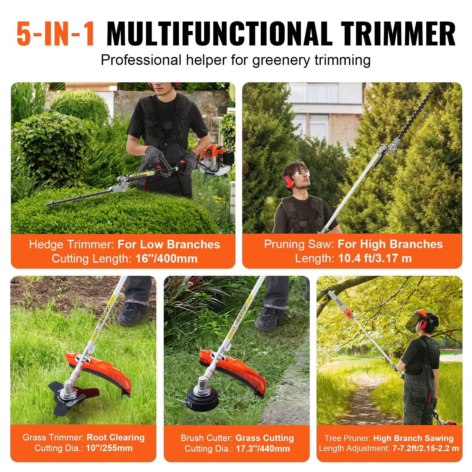 Benzininis daugiafunkcis sodo įrankis VEVOR F26-B, 26 cm³