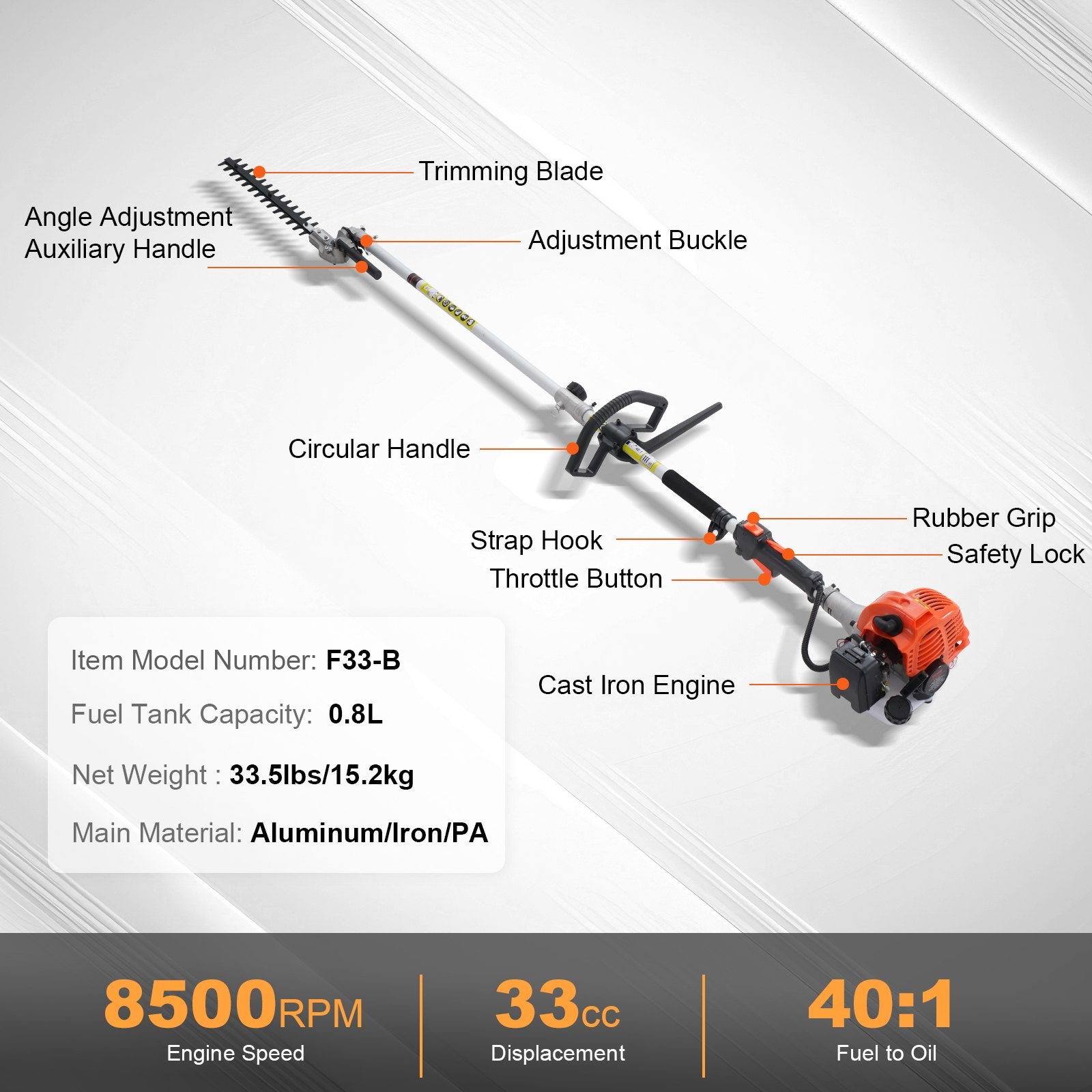 Daugiafunkcis sodo įrankis VEVOR F33-B, 33 cm³