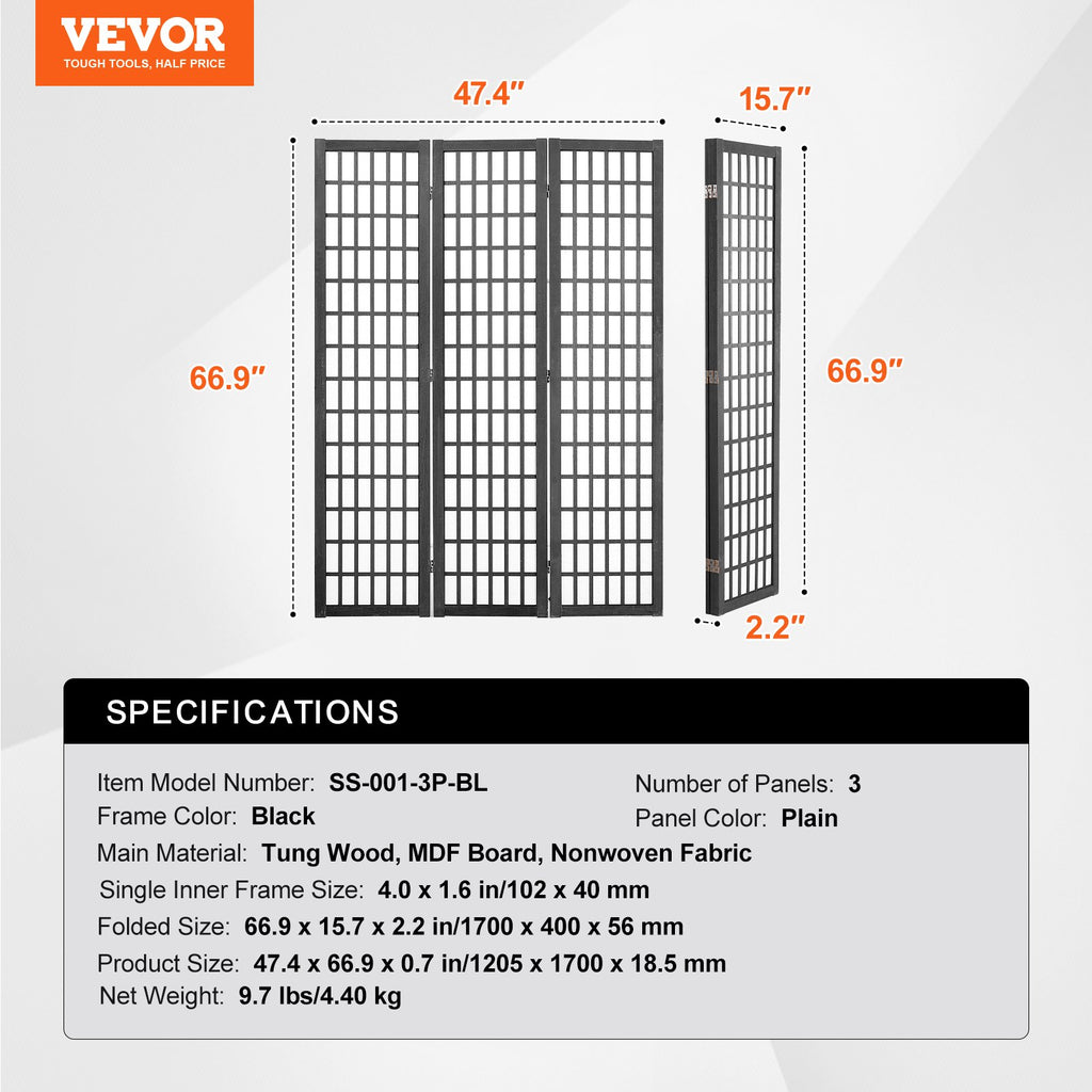 Kambario pertvara VEVOR SS-001-3P-BL, 3 dalių