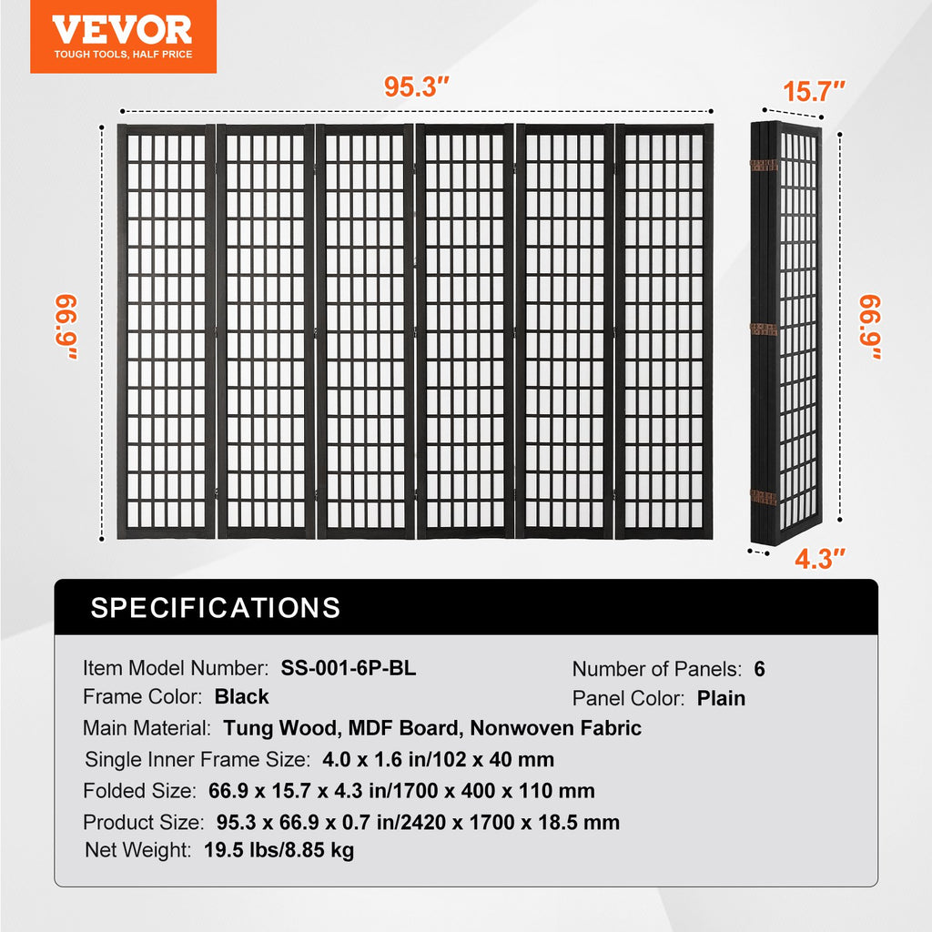 Kambario pertvara VEVOR SS-001-6P-BL, 6 dalių