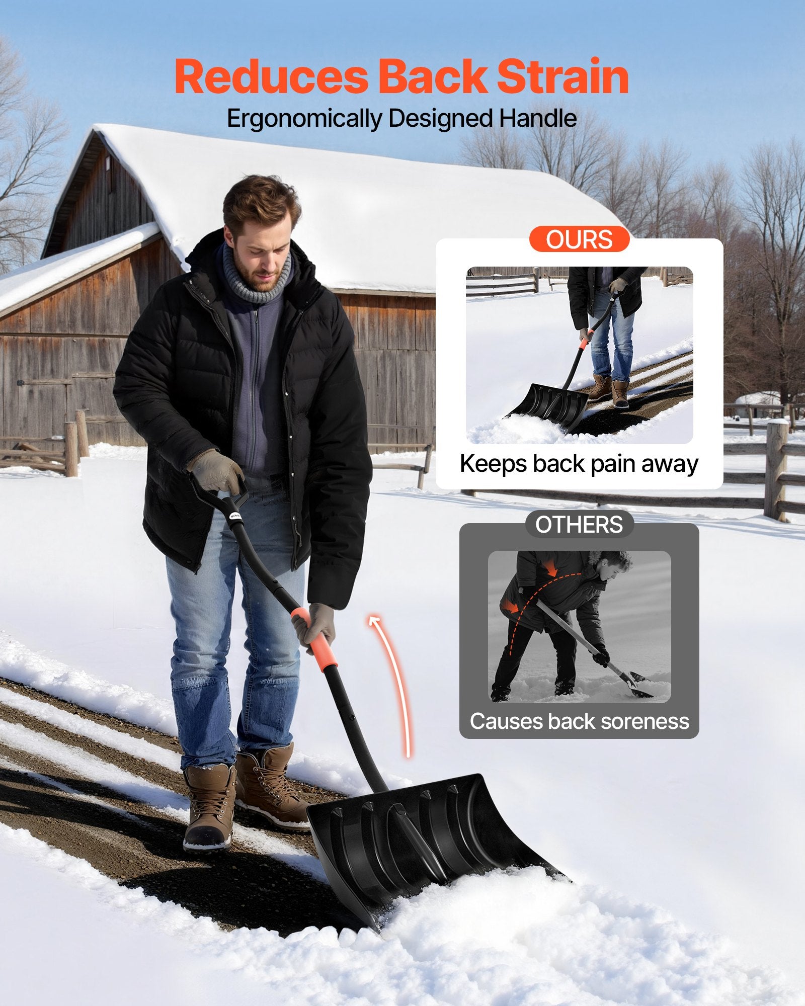 Sniego kastuvas VEVOR H432, 42 cm pločio
