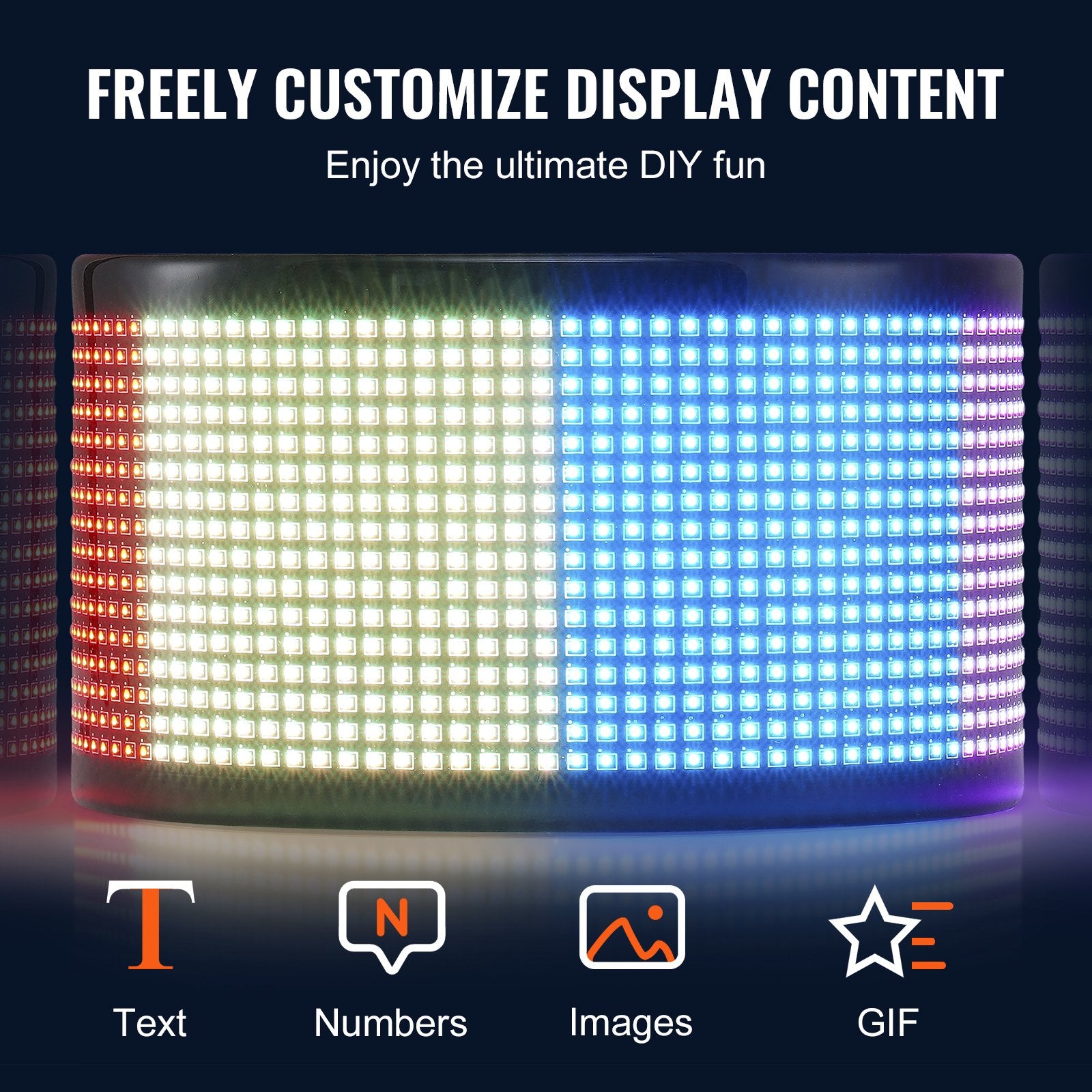 Programuojama LED iškaba VEVOR S1664, 38x10 cm