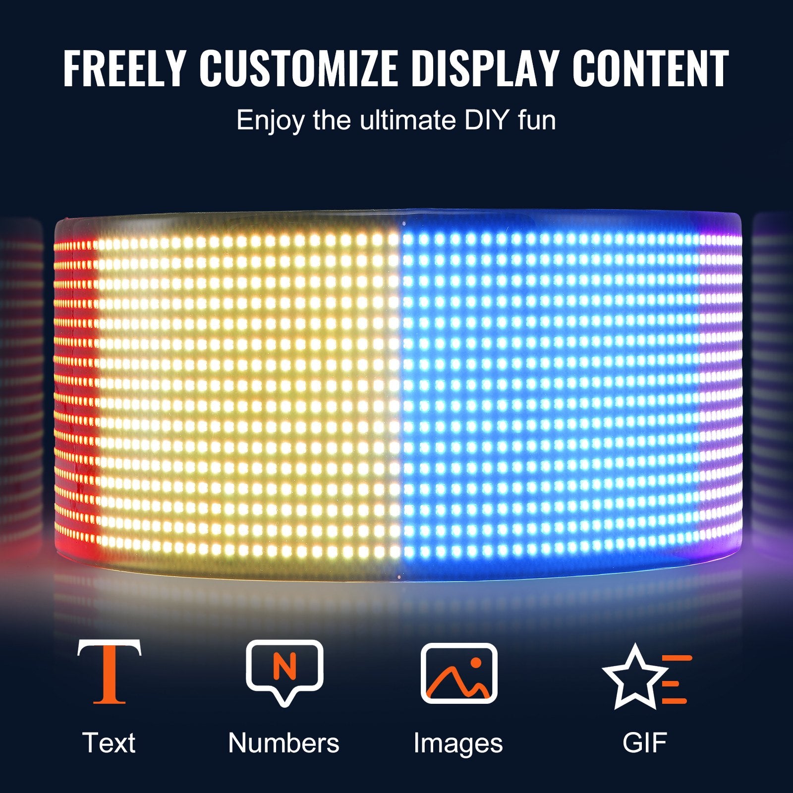 Programuojama LED reklaminė lenta VEVOR S1696, 68x12 cm