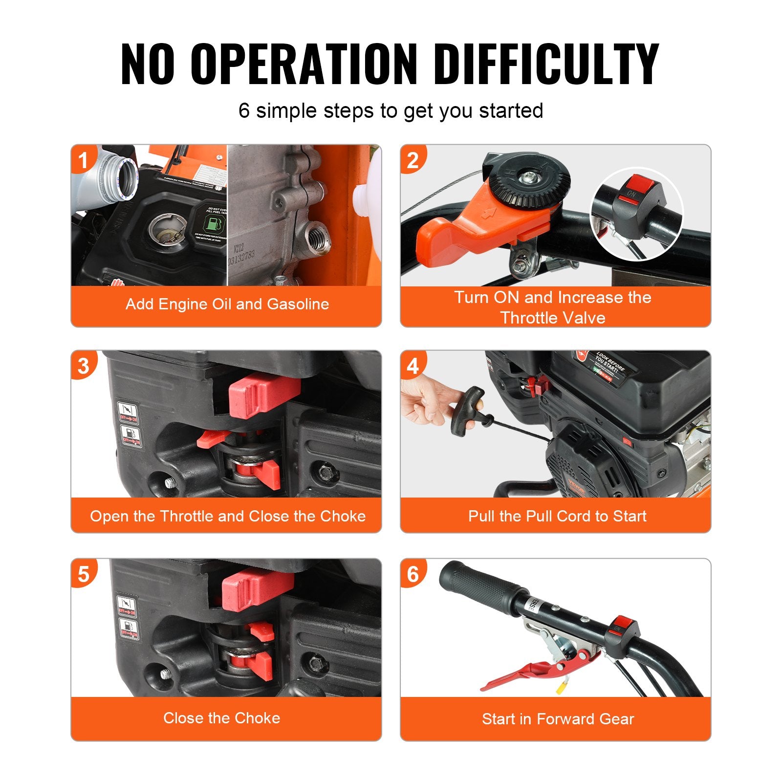 Benzininis kultivatorius VEVOR SRHX-50, 212 cm³