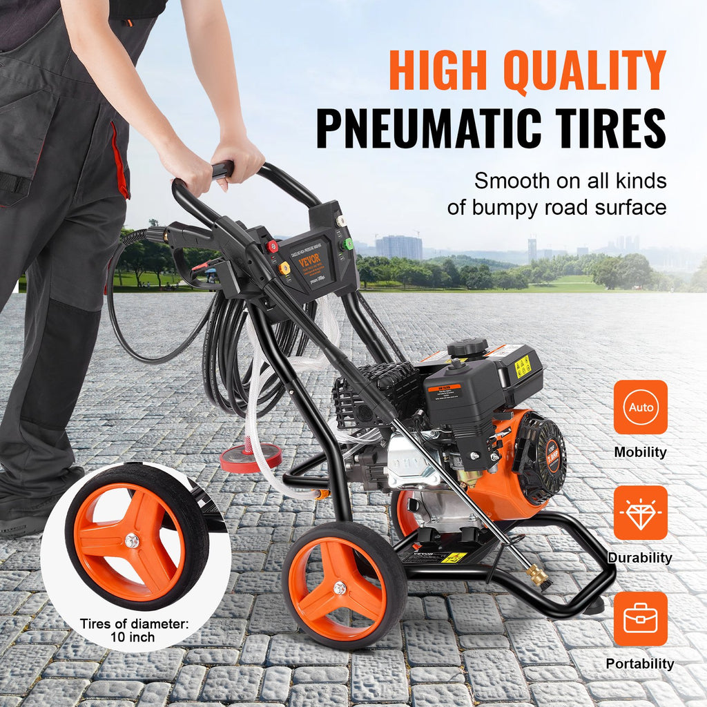 Benzininis aukšto slėgio plovimo įrenginys VEVOR 170D, 3400 PSI