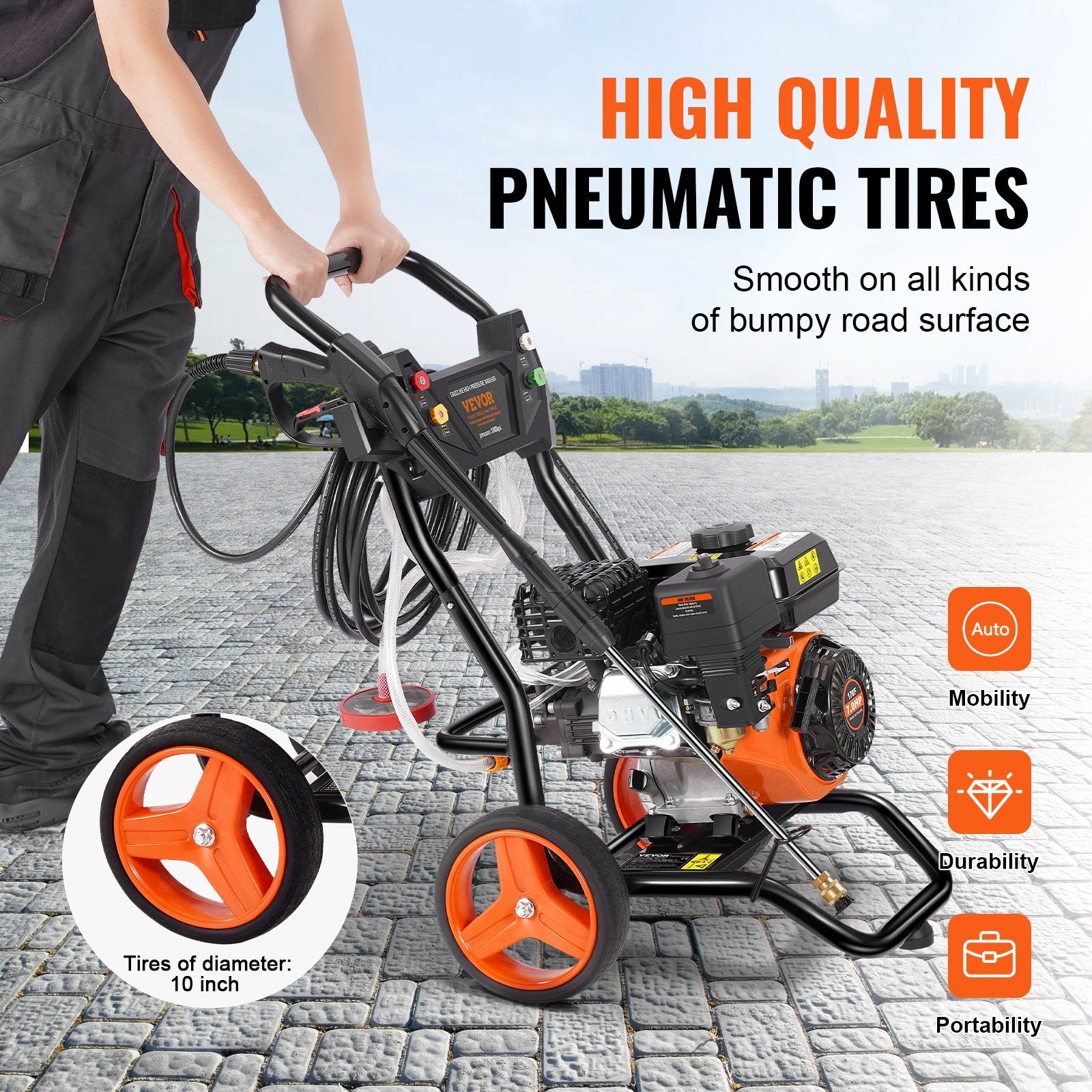 Benzininis aukšto slėgio plovimo įrenginys VEVOR 170D, 3400 PSI