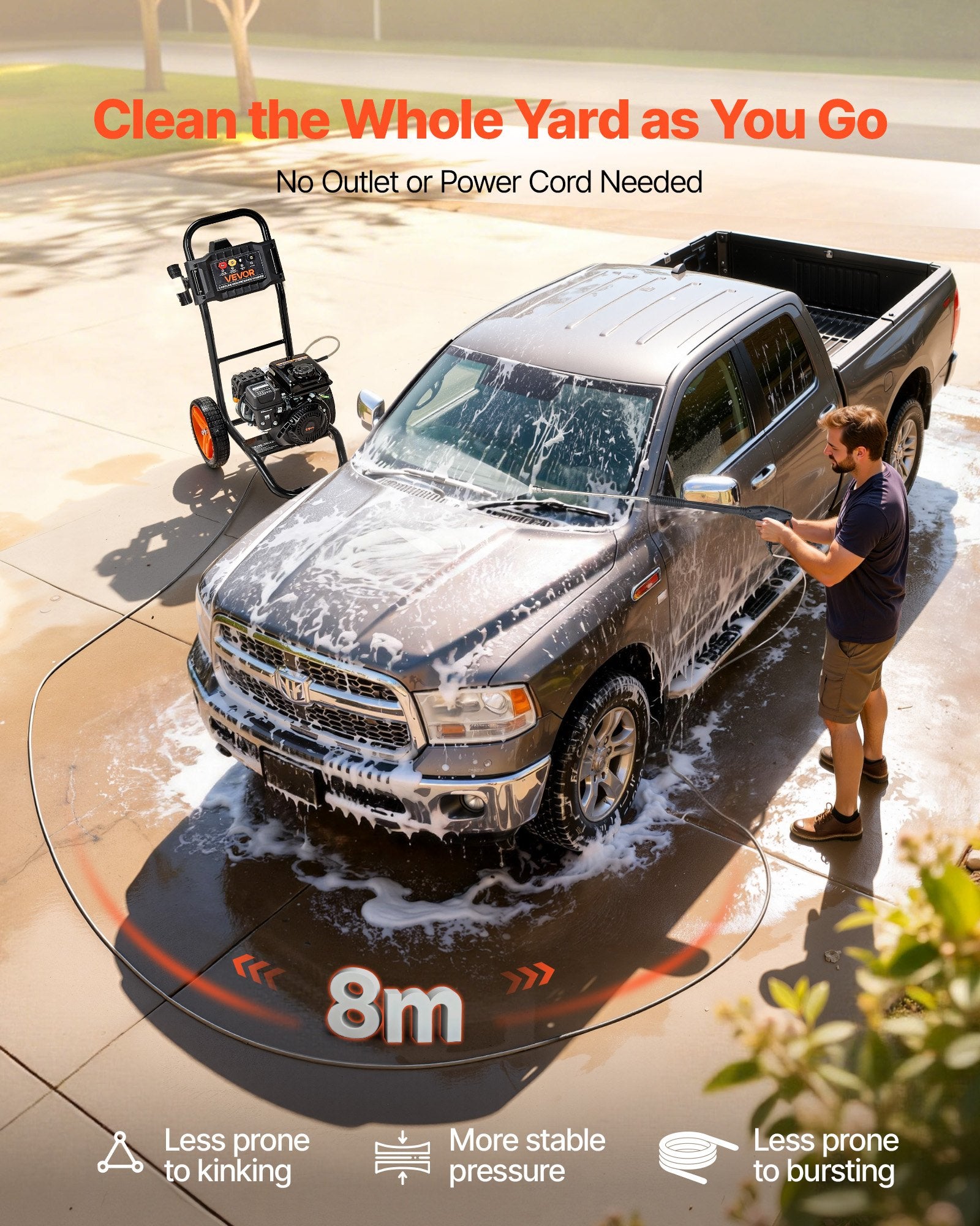 Benzininis aukšto slėgio plovimo įrenginys VEVOR 2500D-SP, 2900 PSI