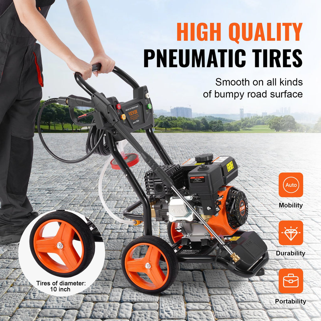 Benzininis aukšto slėgio plovimo įrenginys VEVOR 180D, 3950 PSI