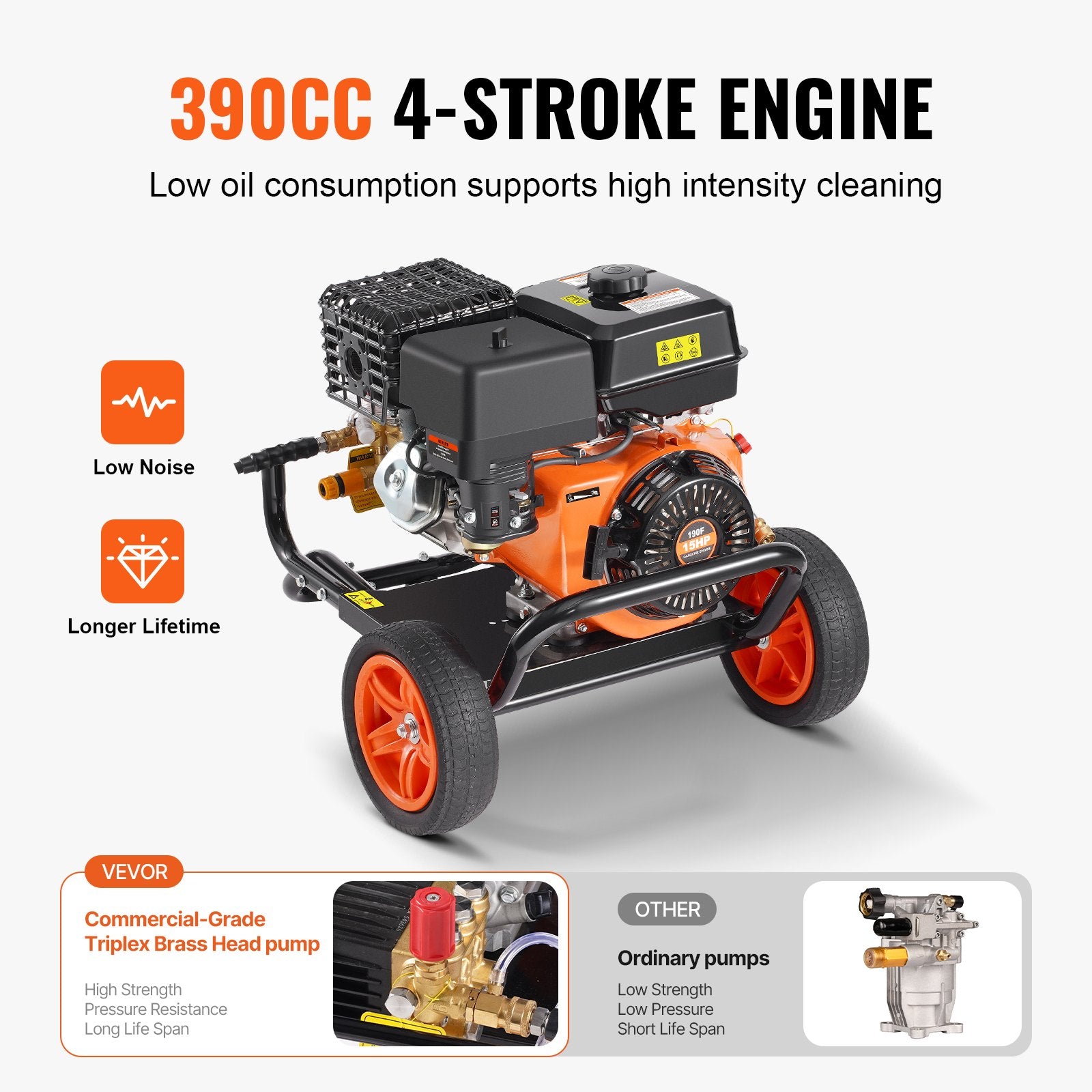 Benzininis aukšto slėgio plovimo įrenginys VEVOR G250A, 4400 PSI