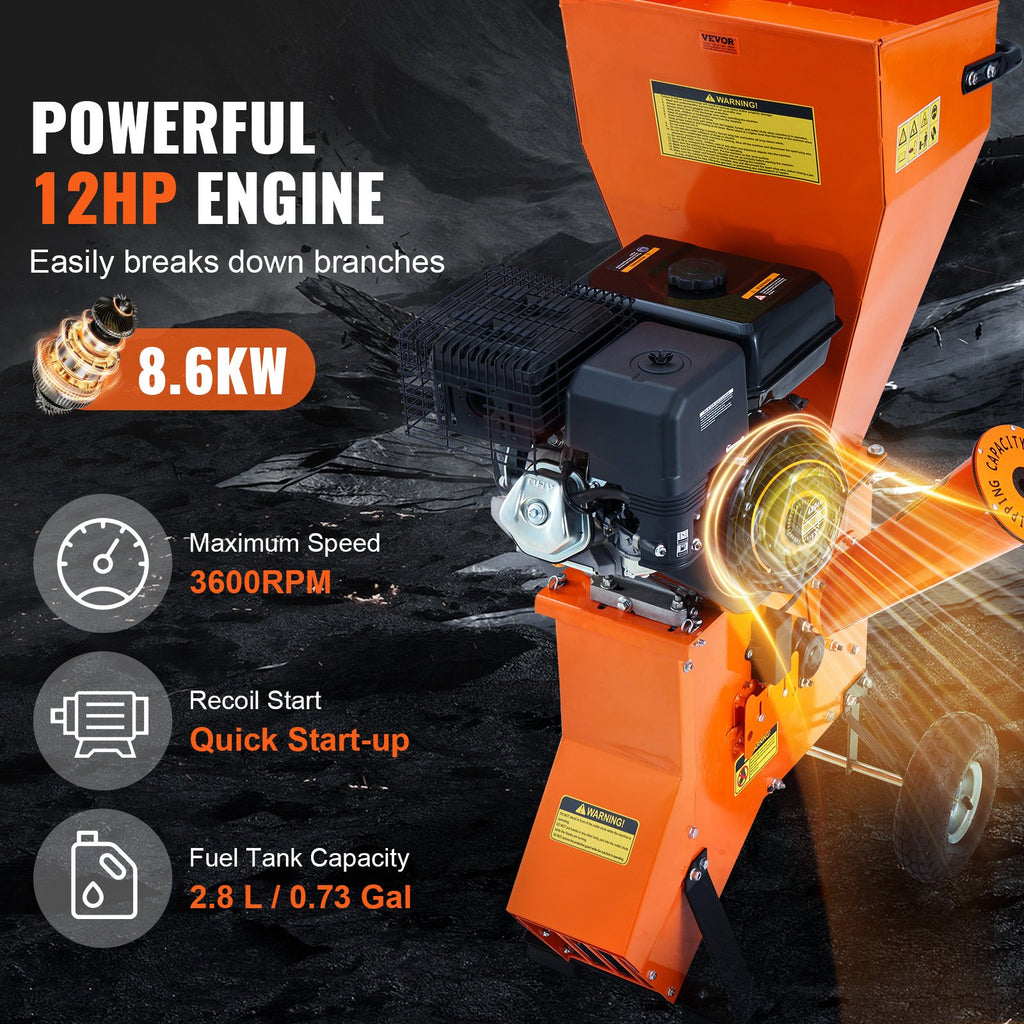 Benzininis šakų smulkintuvas VEVOR GCS400, 8.6 kW