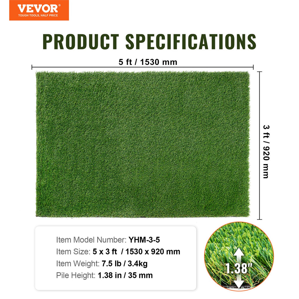 Dirbtinė žolė VEVOR YHM-3-5, 0,9 x 1,5 m