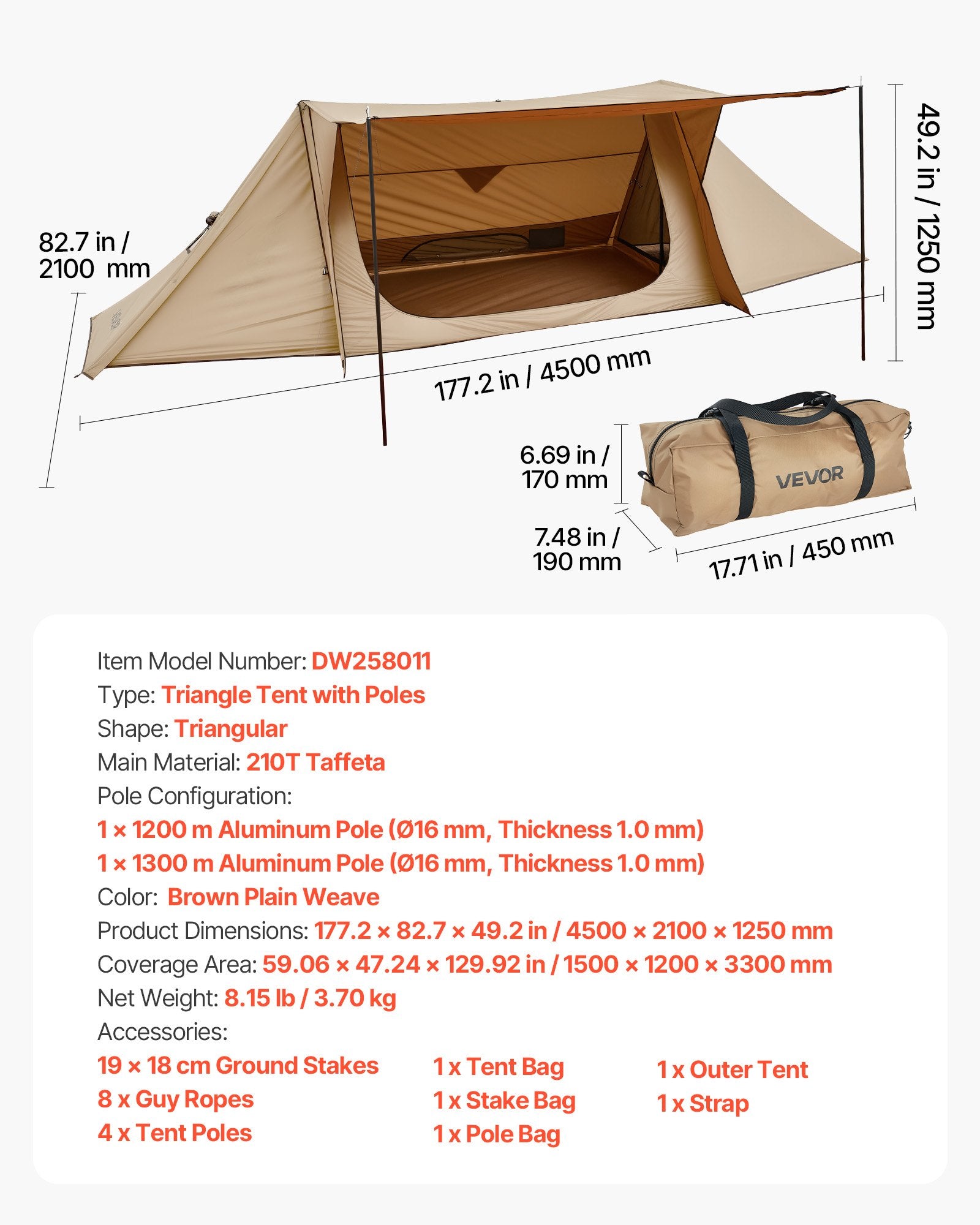 Žieminė kempingo palapinė VEVOR DW258011, 2 asmenims