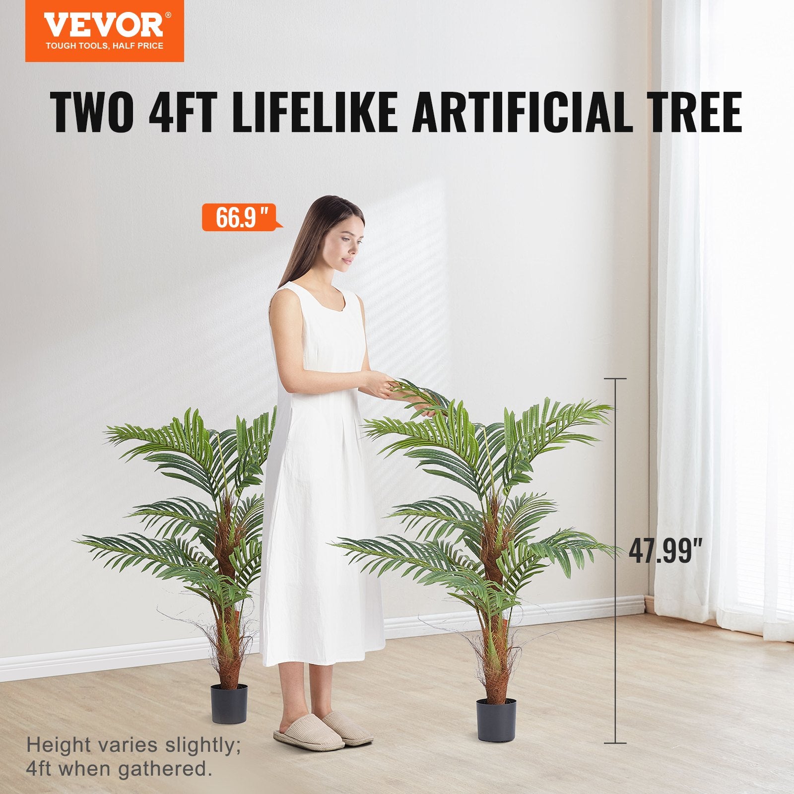 Dirbtinė arekinė palmė VEVOR LY-SS-001, 122 cm aukščio, 2 vnt.