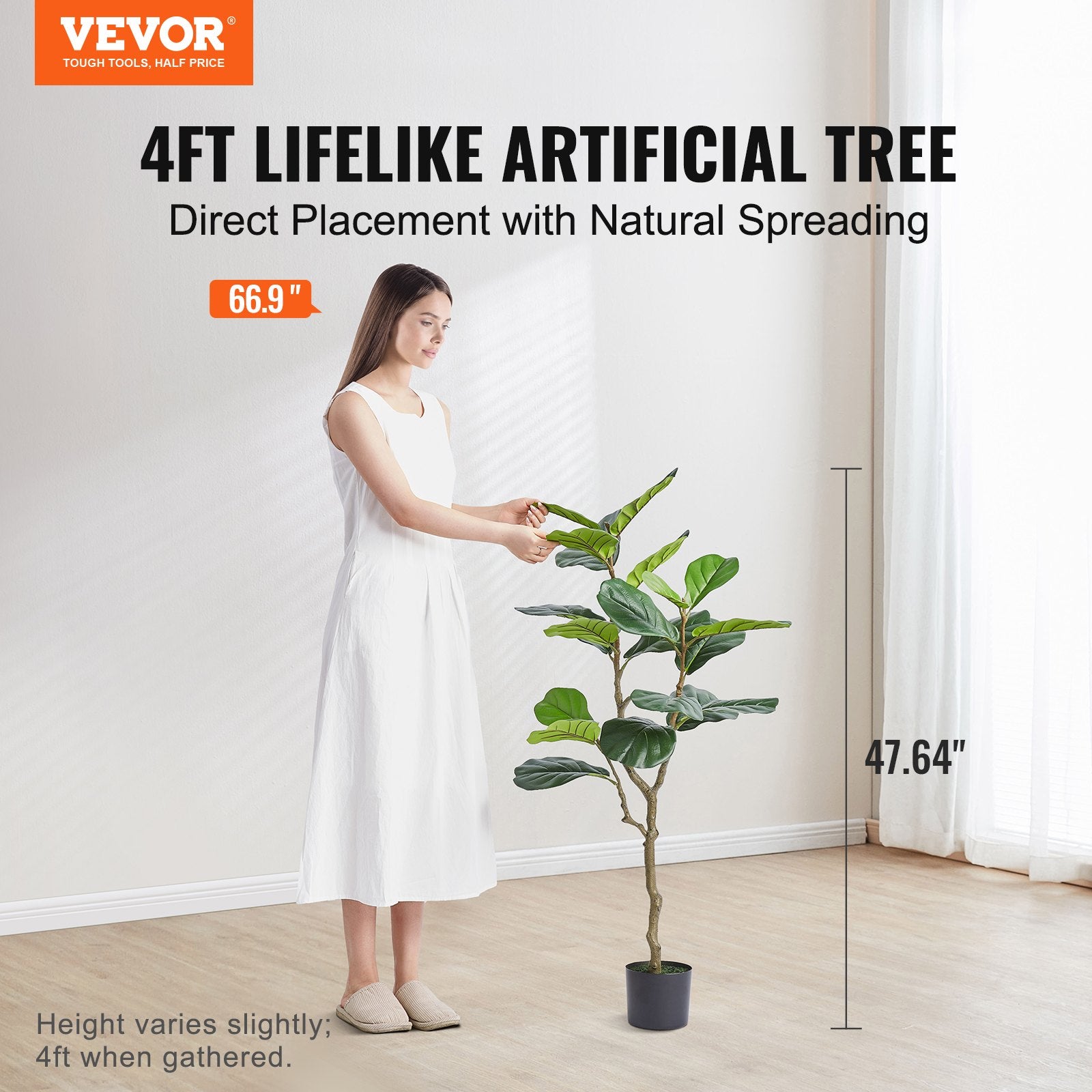 Dirbtinis lyralapis fikusas VEVOR FH-QYR120, 121 cm