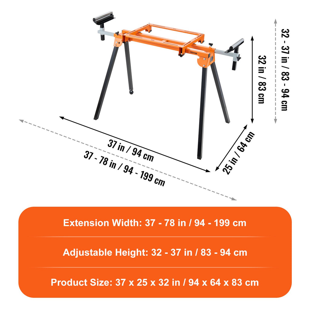 Skersavimo pjūklo stovas VEVOR 79in, 150 kg apkrova