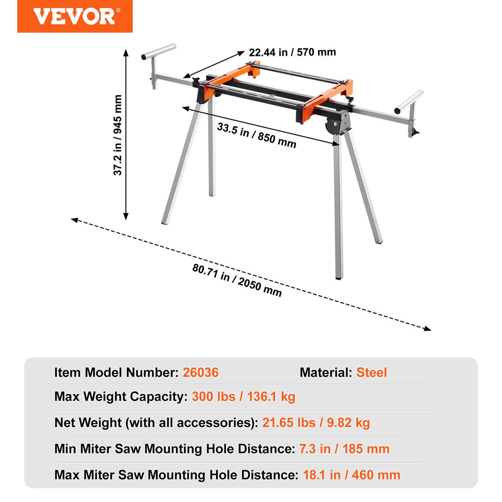 Skersavimo pjūklo stovas VEVOR 26036, 136 kg keliamoji galia