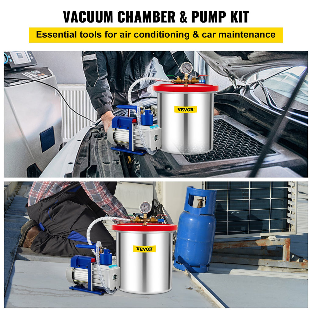 Vakuuminė kamera su siurbliu VEVOR RS-2, 18,9 l