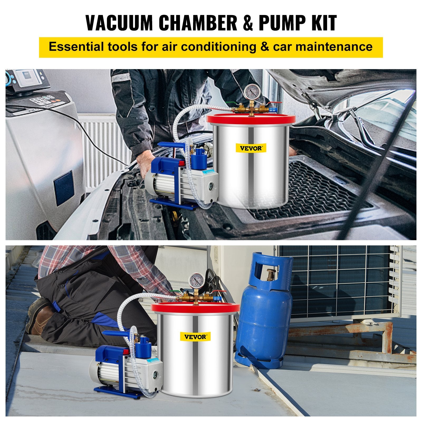 Vakuuminė kamera su siurbliu VEVOR RS-2, 18,9 l