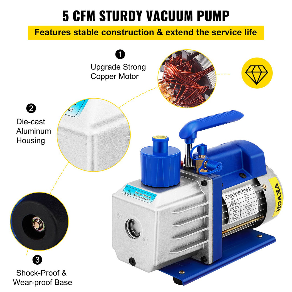 Vakuuminė kamera su siurbliu VEVOR RS-2, 18,9 l