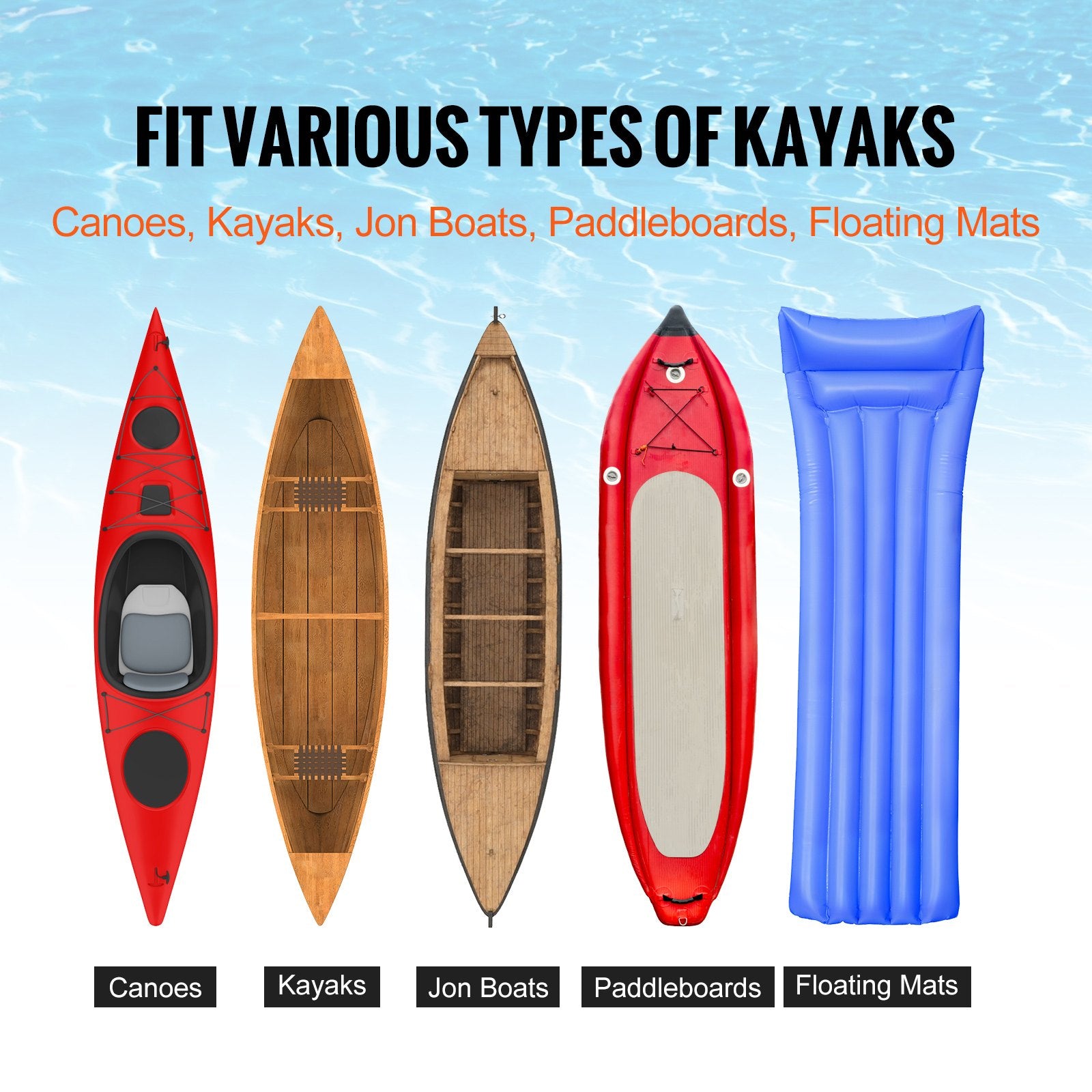 Baidarių ir kanojų vežimėlis VEVOR Heavy Duty, 113,4 kg keliamoji galia