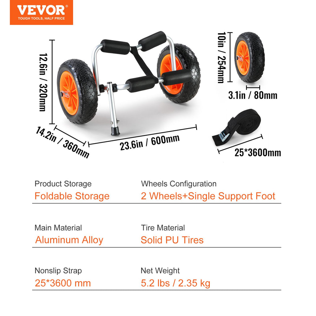 Baidarių ir kanojų vežimėlis VEVOR Heavy Duty, 113,4 kg keliamoji galia