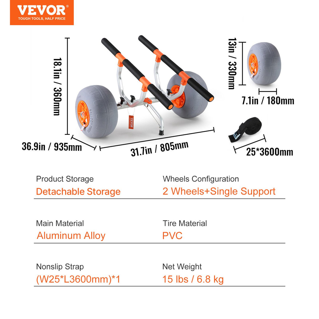 Baidarių vežimėlis VEVOR Heavy Duty, 160 kg keliamoji galia