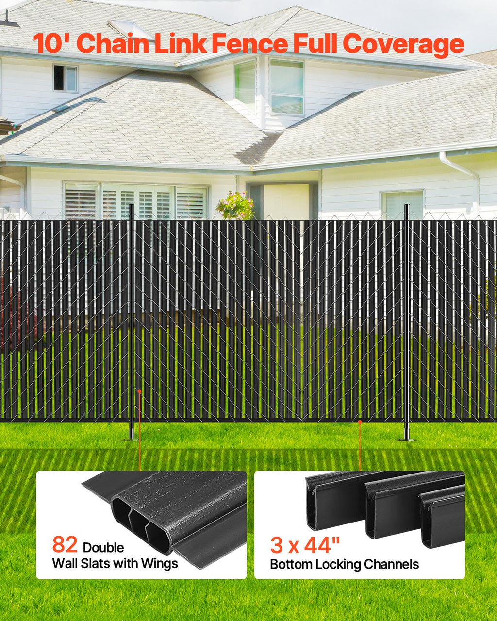 Tvoros privatumo juostos VEVOR PE FENCE 007, 1,8 m aukščio tvorai