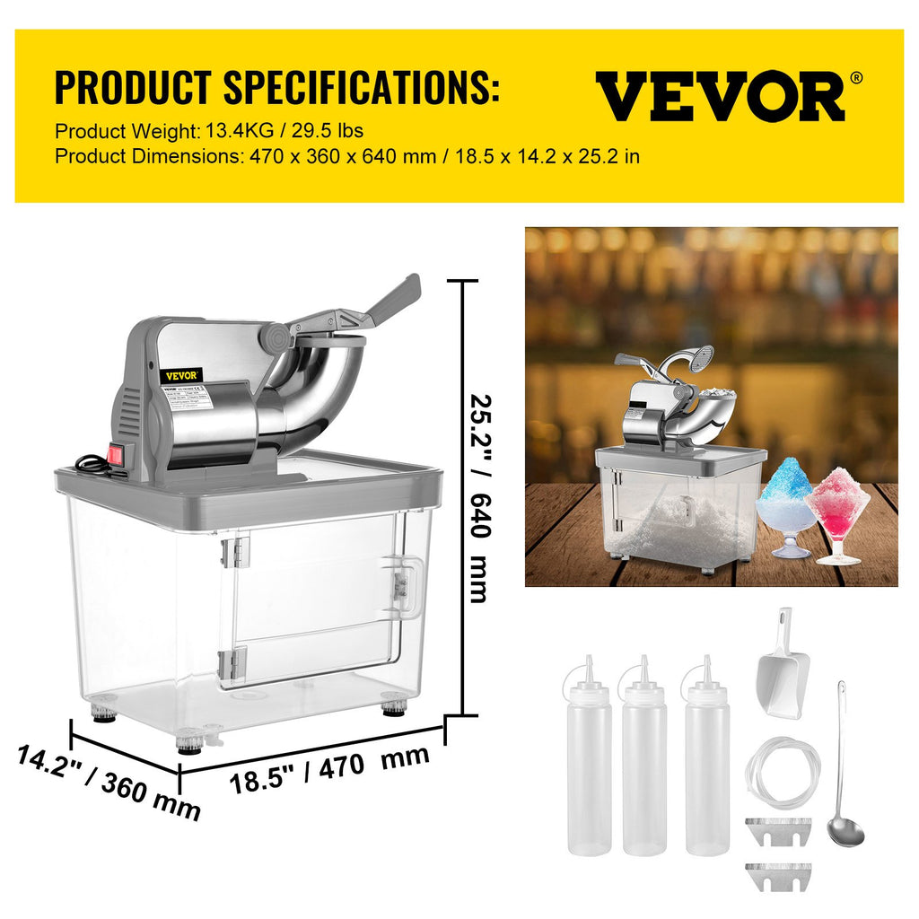 Ledo smulkintuvas VEVOR Snow Cone Machine, 180 kg/val.