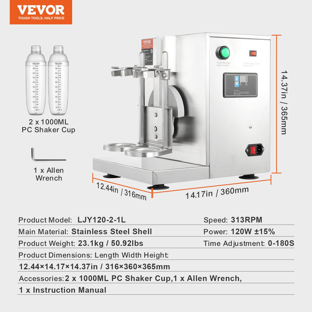 Elektrinis pieno arbatos plaktuvas VEVOR LJY120-2-1L, 120 W