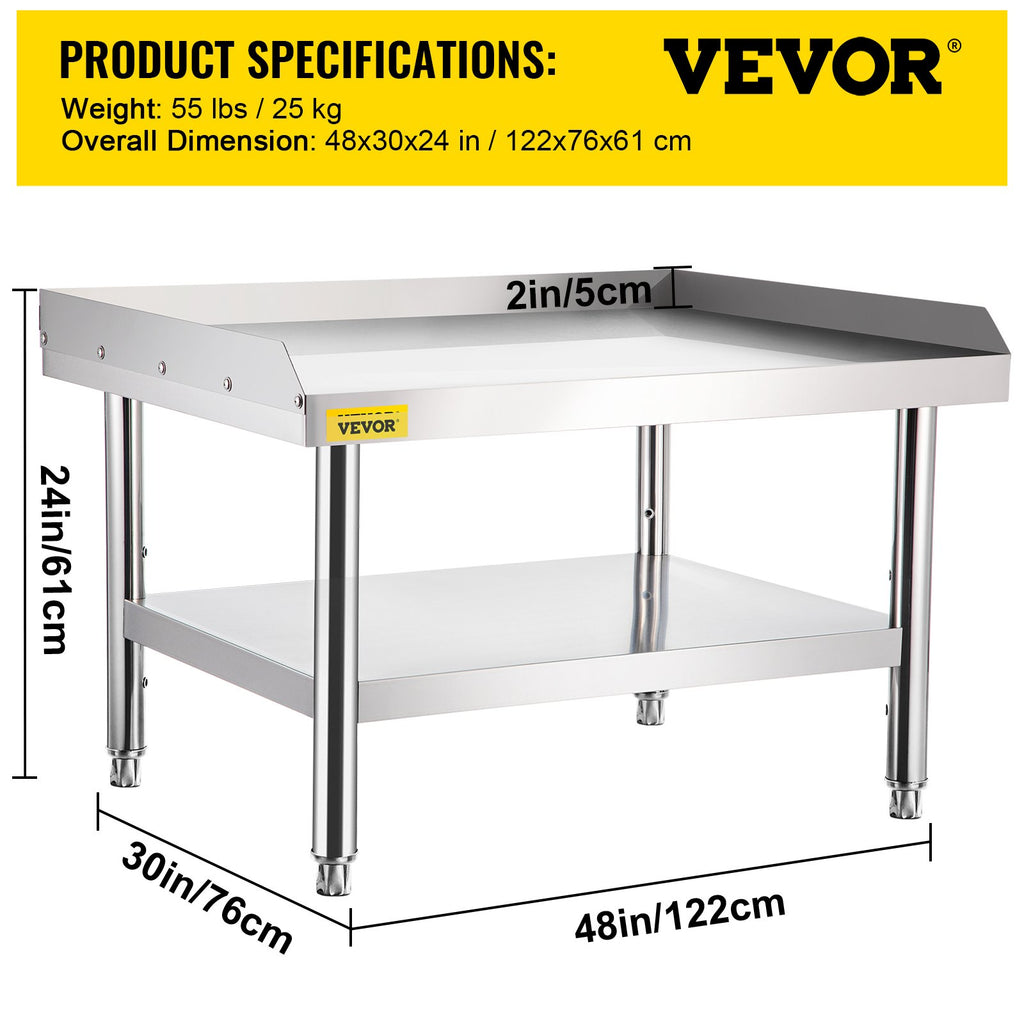 Nerūdijančio plieno stalas įrangai VEVOR VV-ES-SS-4830, 122 x 76 cm