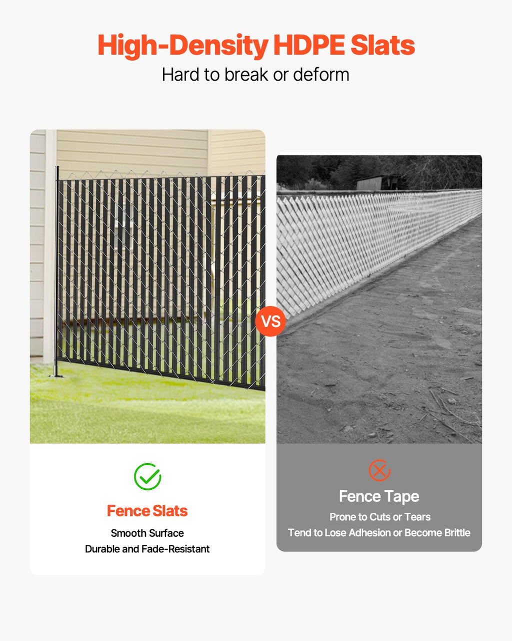 Tvoros uždangos juostos VEVOR PE FENCE 005, 1,8 m aukščio tvorai