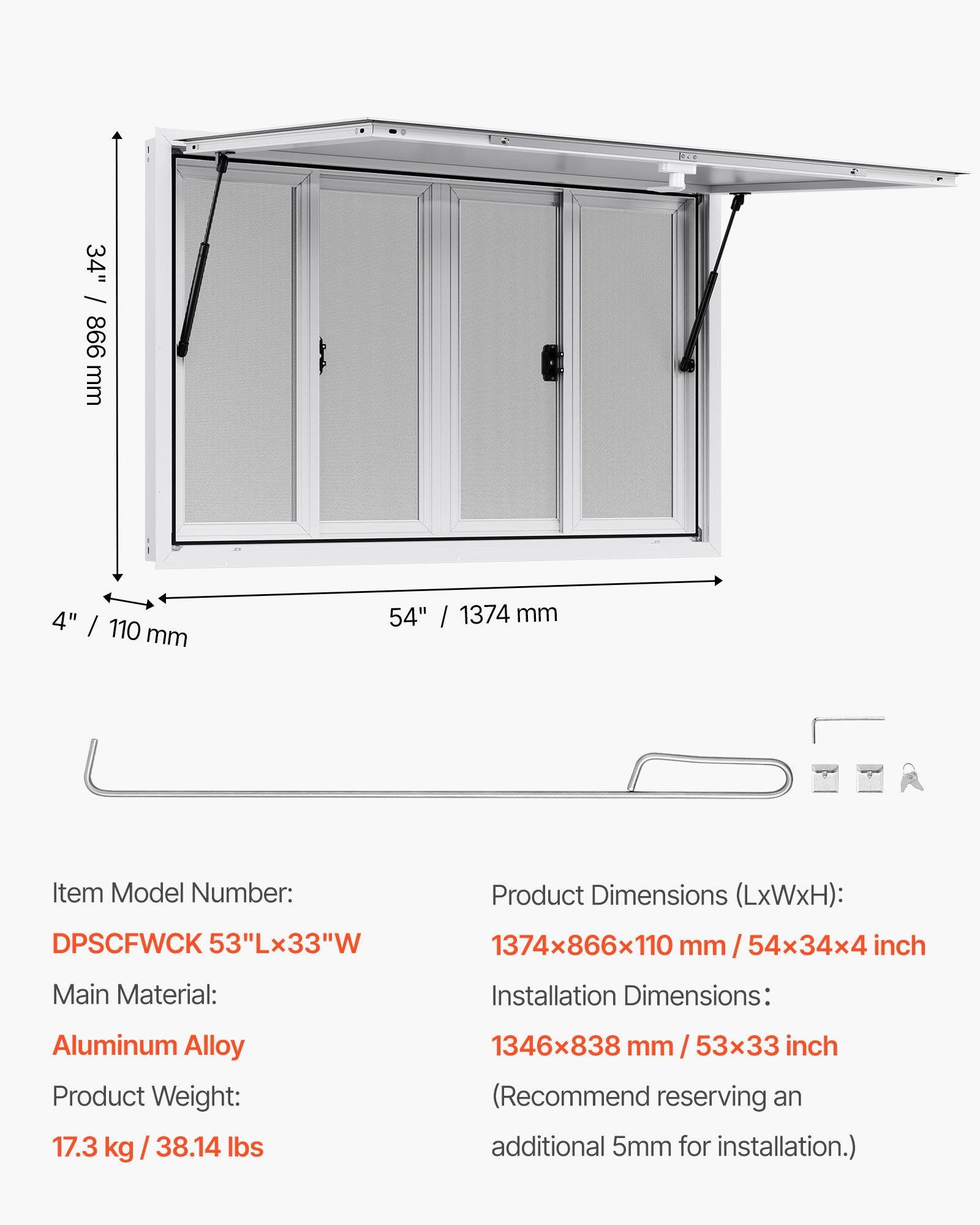 Prekybinis langas VEVOR DPSCFWCK, 135x84 cm
