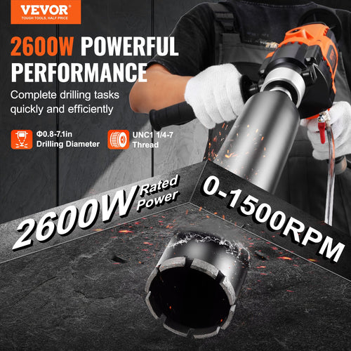 Deimantinio gręžimo mašina VEVOR Z1Z-CF-9180, 2600W