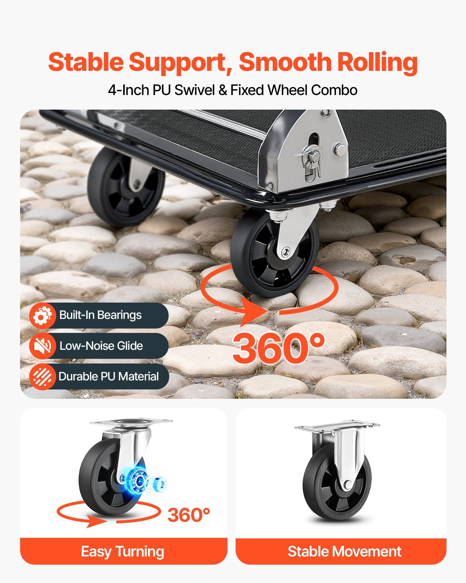 Sulankstomas platforminis vežimėlis VEVOR PH1501SS, 317,5 kg keliamoji galia
