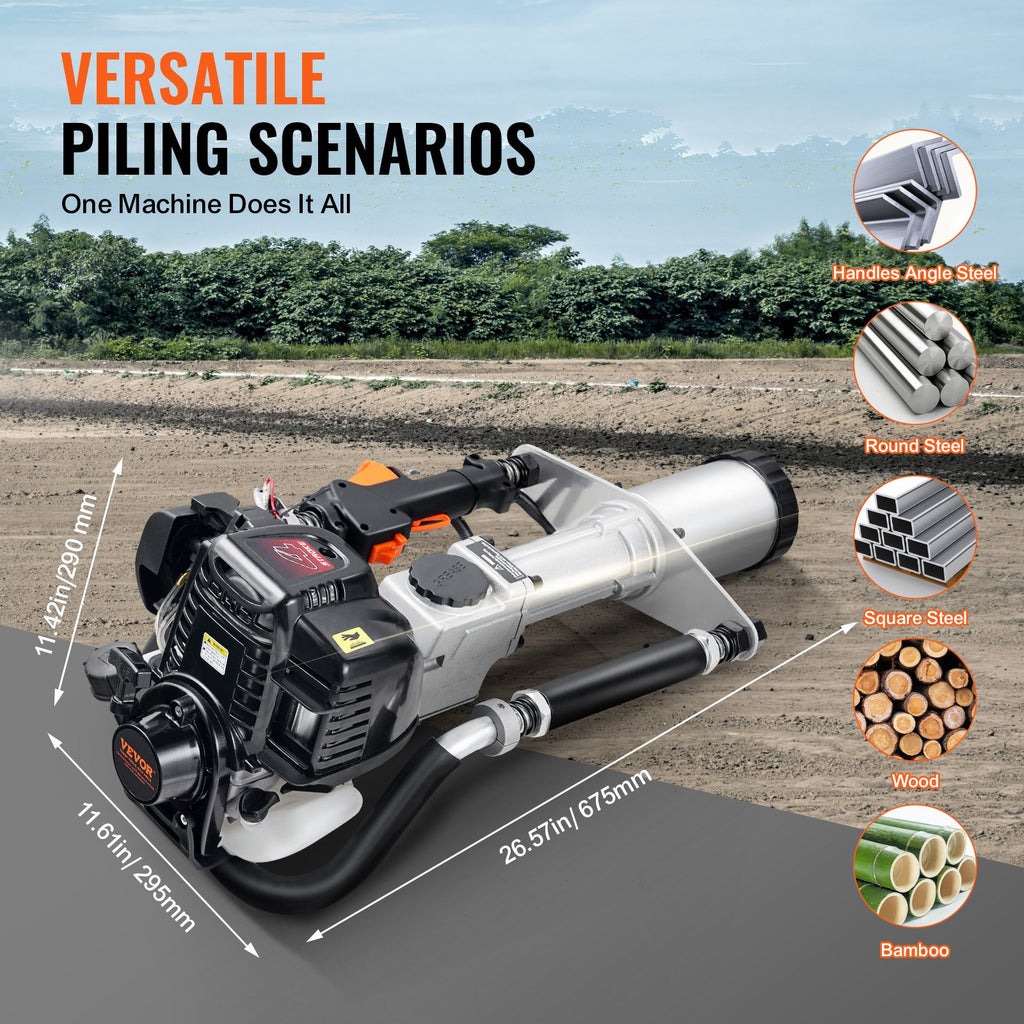 Benzininis polių kaltuvas VEVOR JH-65, 1000W
