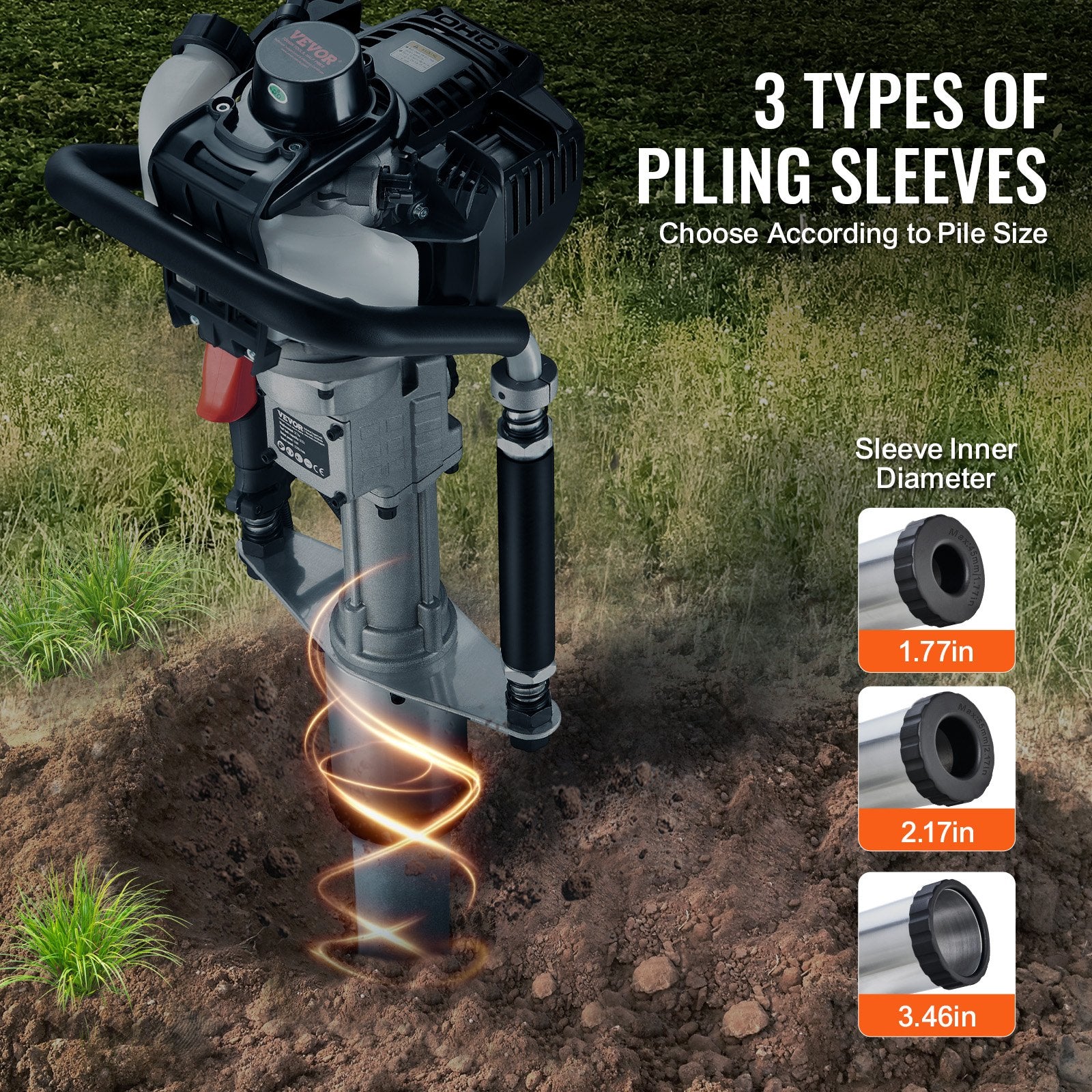 Benzininis polių kaltuvas VEVOR JH-65, 1000 W