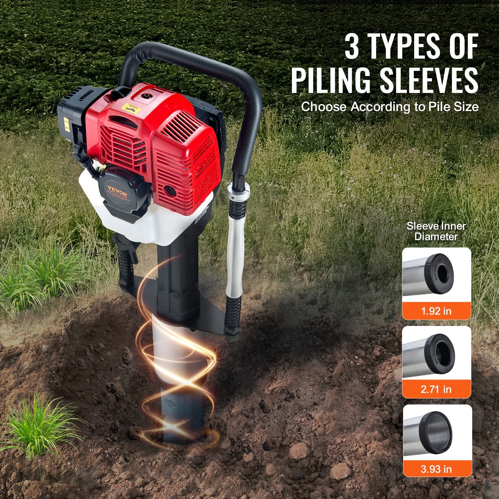 Benzininis stulpų kalimo įrankis VEVOR JH-95, 1400 W