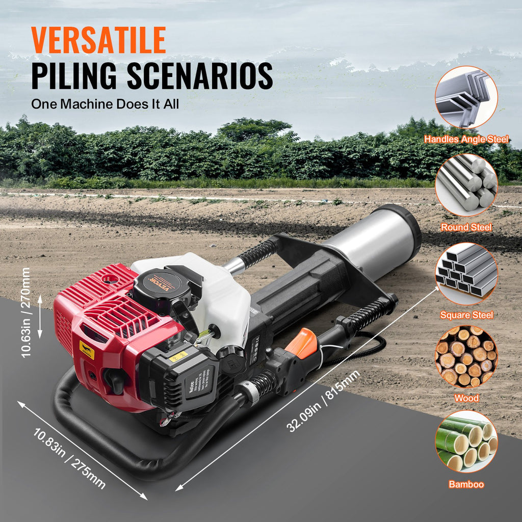 Benzininis stulpų kalimo įrankis VEVOR JH-95, 1400 W