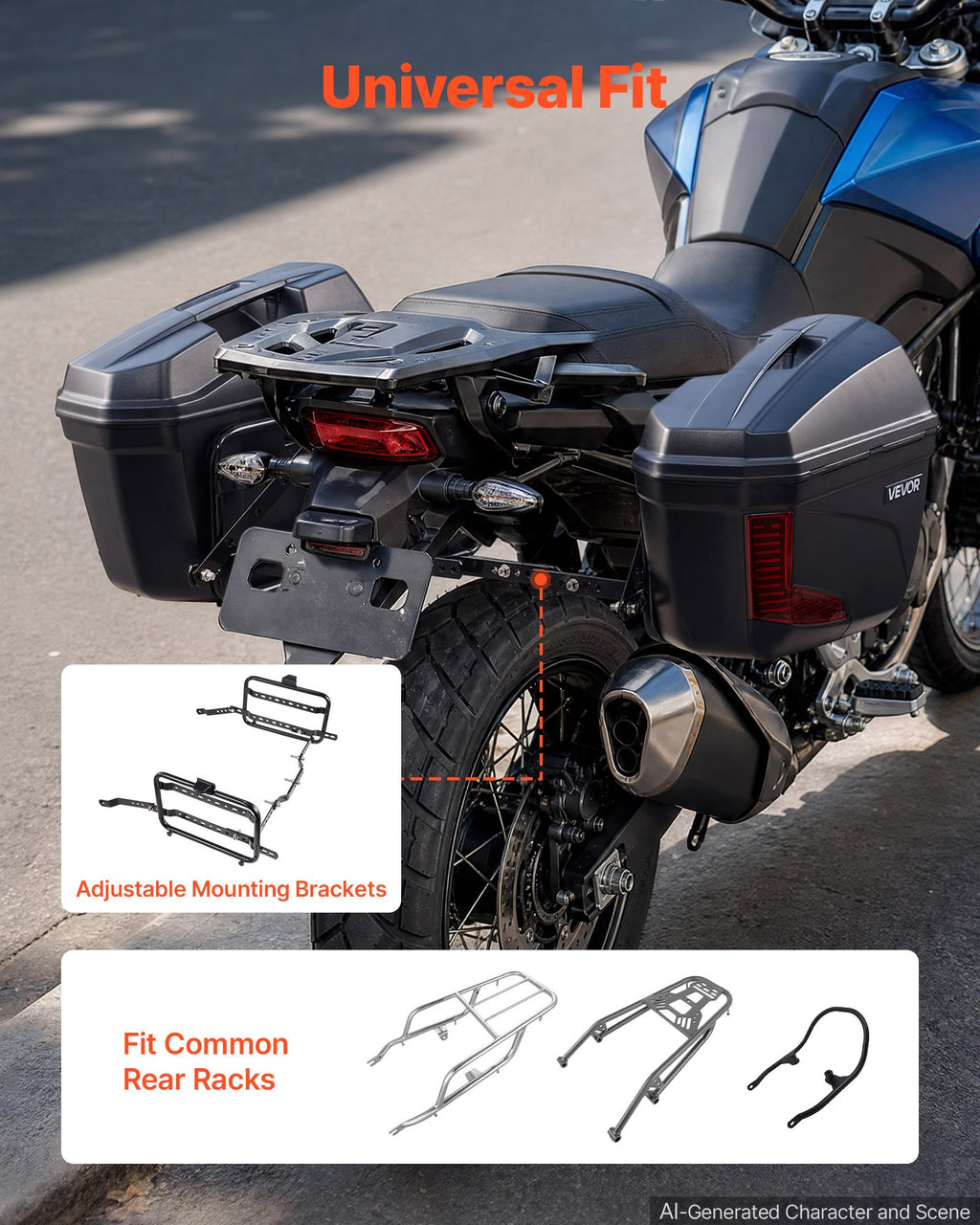 Motociklo šoninių dėžių komplektas VEVOR V-36, 46 l