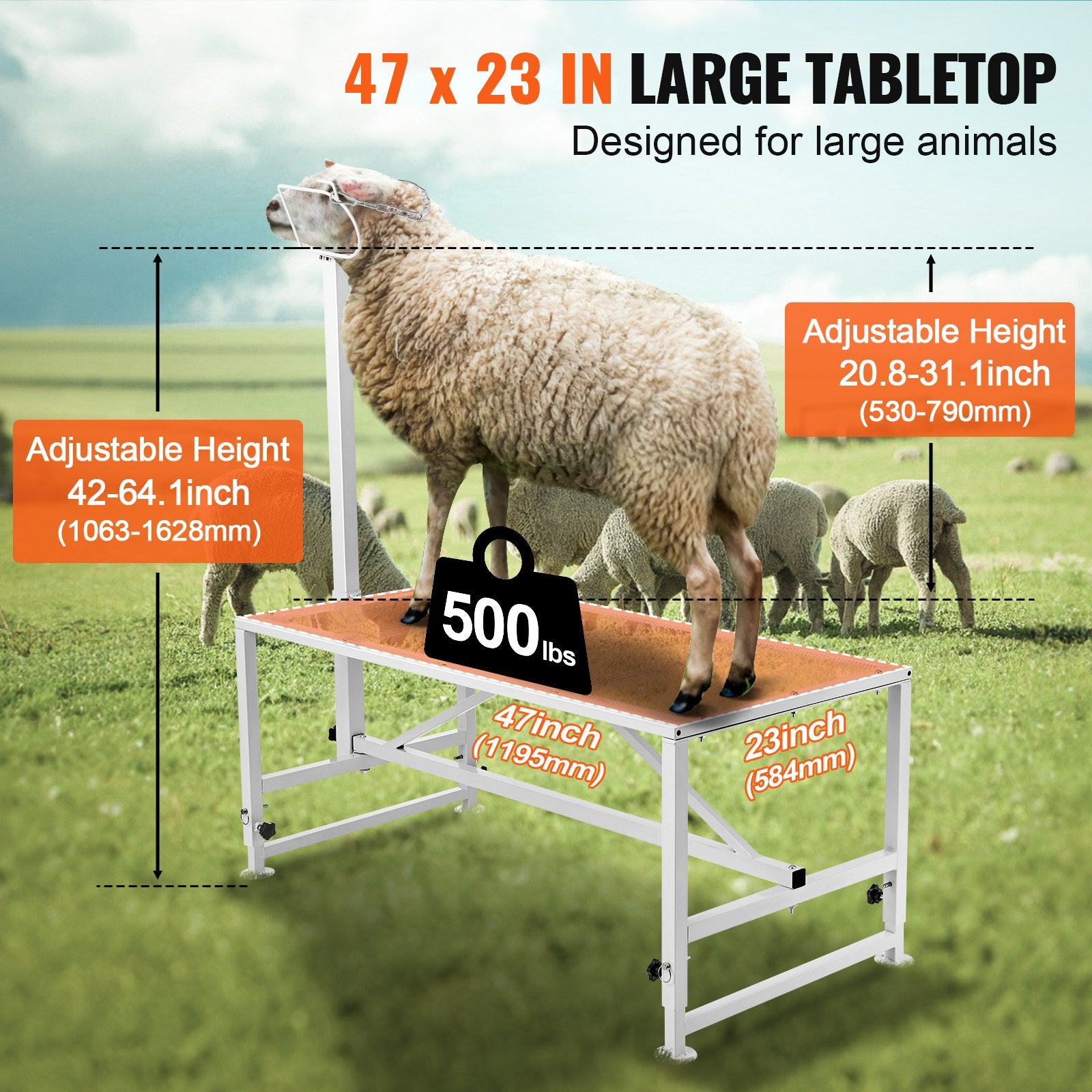 Ožkų ir avių kirpimo stovas VEVOR SCJ002-W, 227 kg keliamoji galia