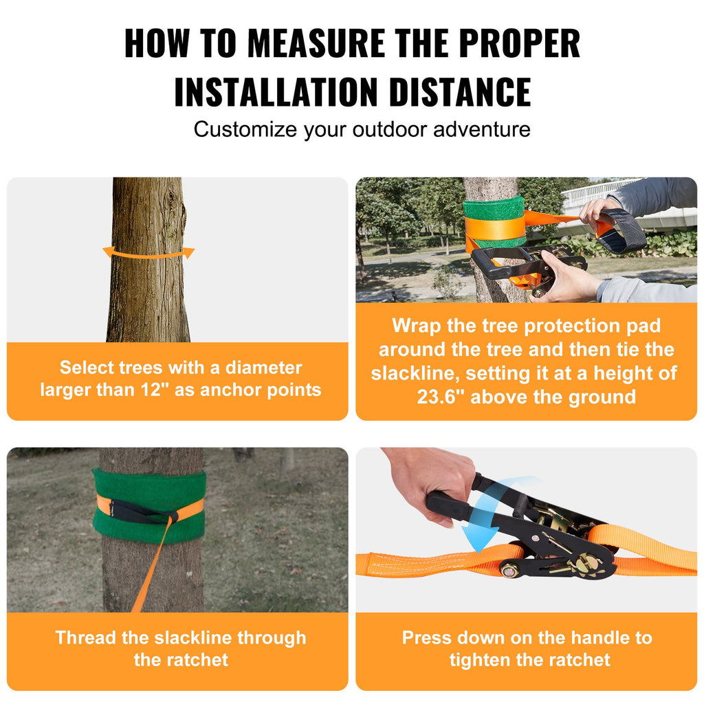 Vaikščiojimo juostos rinkinys (Slackline) VEVOR Pr-03-60, 18,3 m