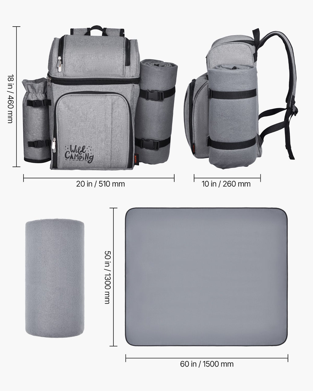Pikniko kuprinė VEVOR TWPB-36115A2, 4 asmenims