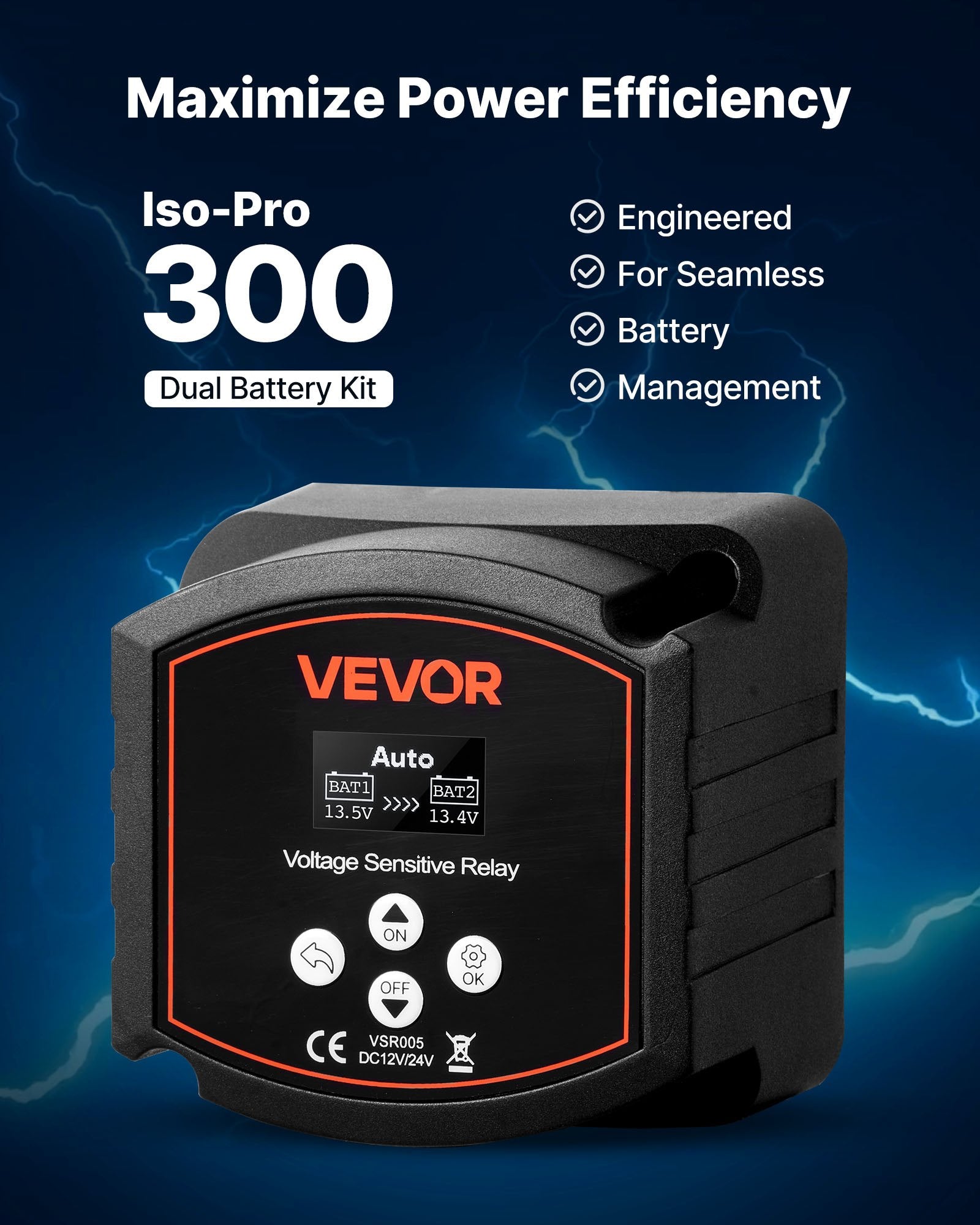 Dvigubas akumuliatorių izoliatorius VEVOR VSR005, 12V 300A