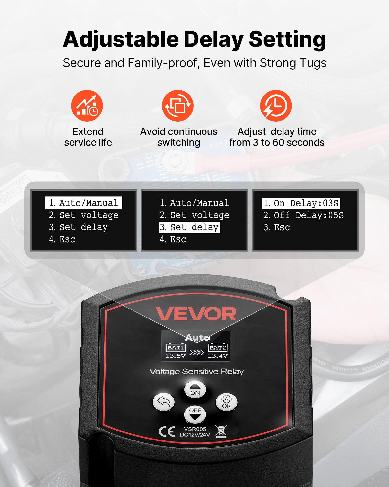 Dvigubas akumuliatorių izoliatorius VEVOR VSR005, 12V 300A